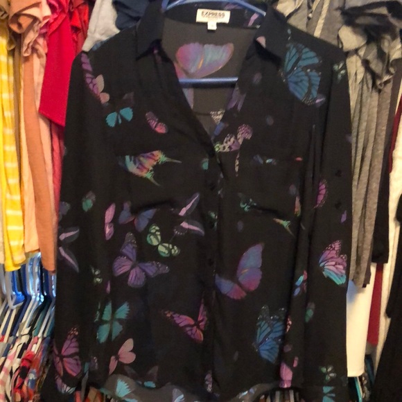 Express Tops - Express Butterfly Portofino Shirt